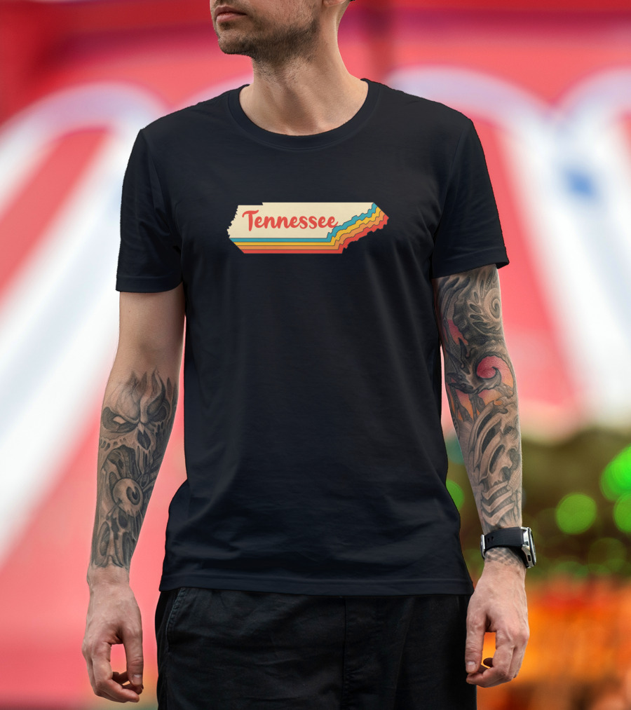 Tennessee Map Outline Retro Layered Colors T-Shirt