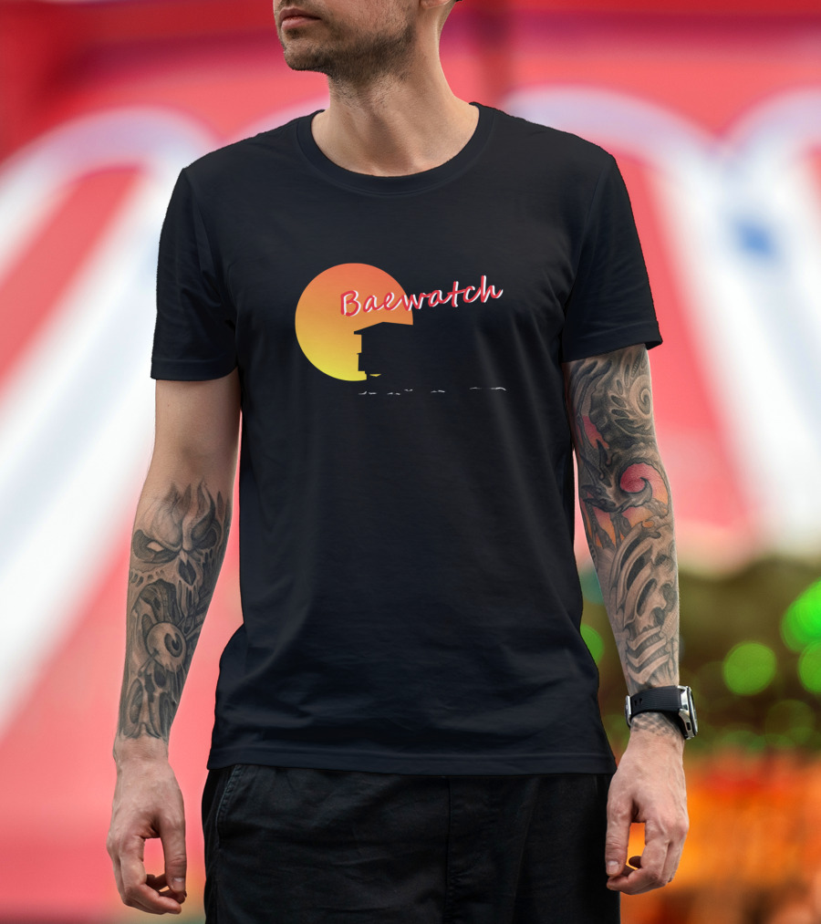 Baewatch Silhouette with Sunset Background T-Shirt