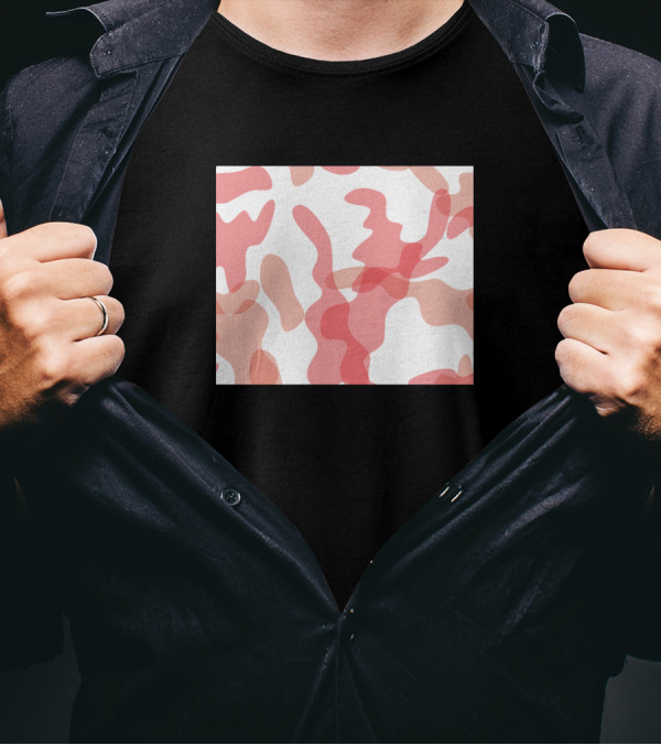 Camouflage Pink And Beige Abstract T-Shirt
