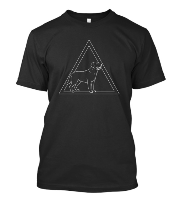 Dog Side Profile In Triangular Frame Minimalist Outline T-Shirt