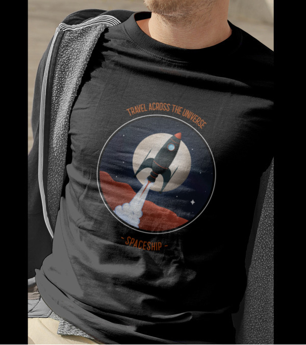 Travel Across The Universe Spaceship Retro T-Shirt