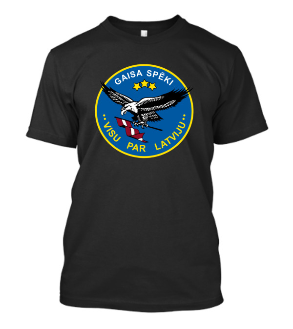 GAISA SPĒKI Visu Par Latviju Emblem With Eagle And Stars T-Shirt