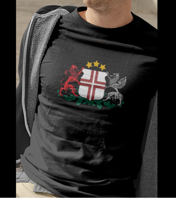 Emblem Of The Latvian Naval Forces Shield With Red Lion, Winged Horse, And Three Stars T-Shirt