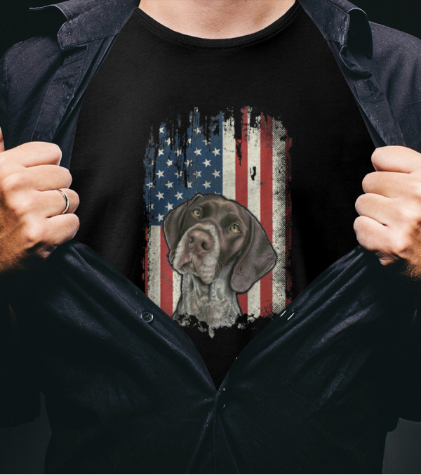 German Shorthaired Pointer USA American Flag GSP T-Shirt