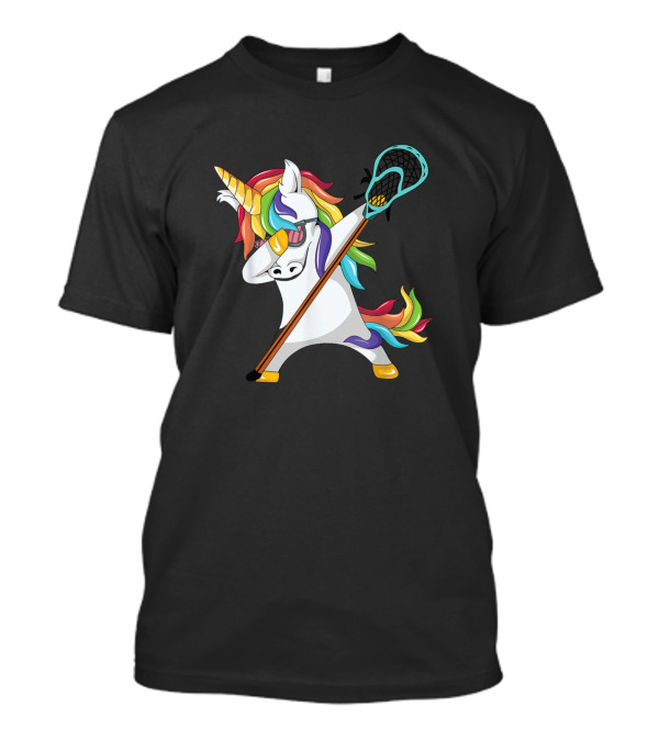 Rainbow Lacrosse Dab Unicorn Displaying Dabbing Pose T-Shirt