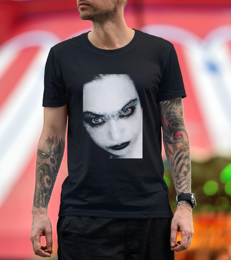 Beautiful Goth Face with Intense Blue Eyes T-Shirt