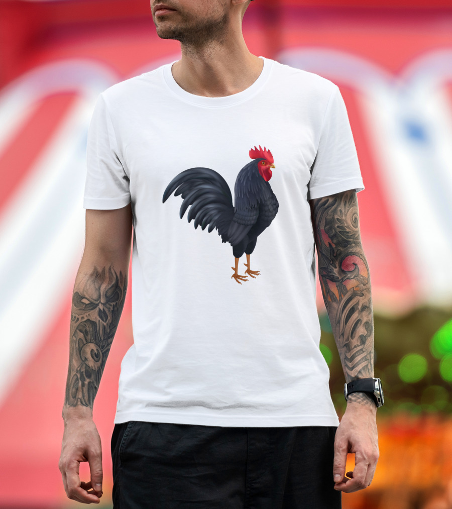 Black Rooster Detailed T-Shirt