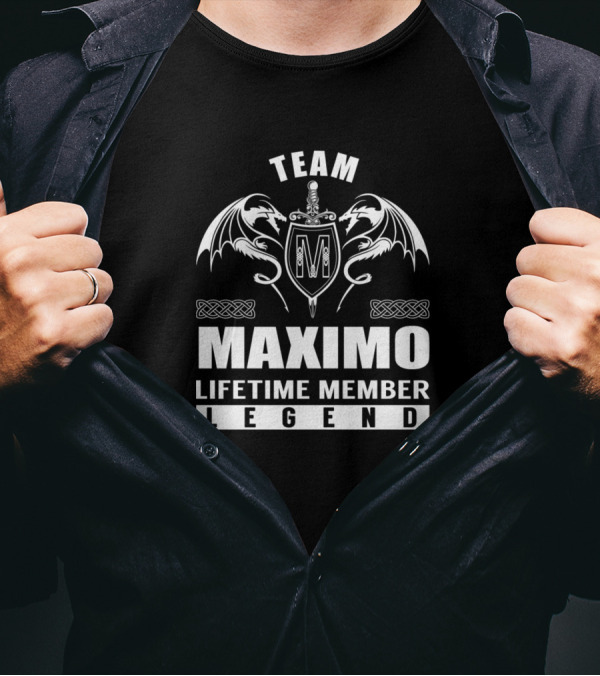 Team Maximo Lifetime Member Legend Dragons And Shield Emblem T-Shirt