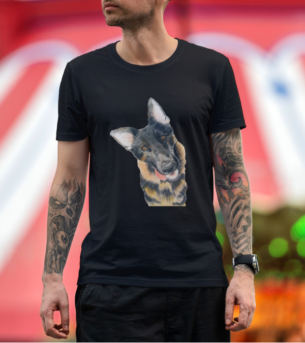 Premium T-Shirt: Colour Pencil German Shepherd Dog GSD T-Shirt Colour Pencil German Shepherd Dog GSD T-Shirt