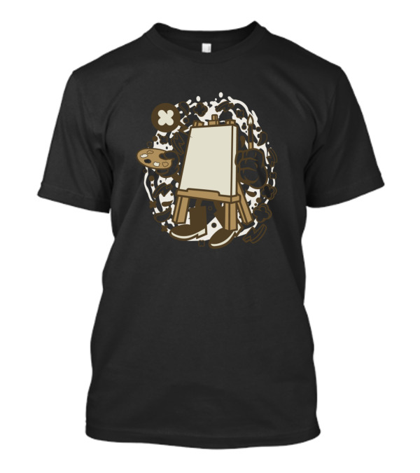 Easel For Animated Characters Comics And Pop Culture Art Palette And Bold Fists Motif T-Shirt