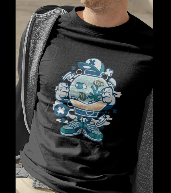 Fish Tank Street Style Animated Characters Comics Sneakers Pop Culture Fusion T-Shirt