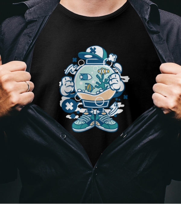 Fish Tank Street Style Animated Characters Comics Sneakers Pop Culture Fusion T-Shirt