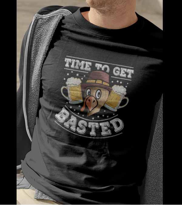 Time To Get Basted Turkey With Beer Grunge T-Shirt