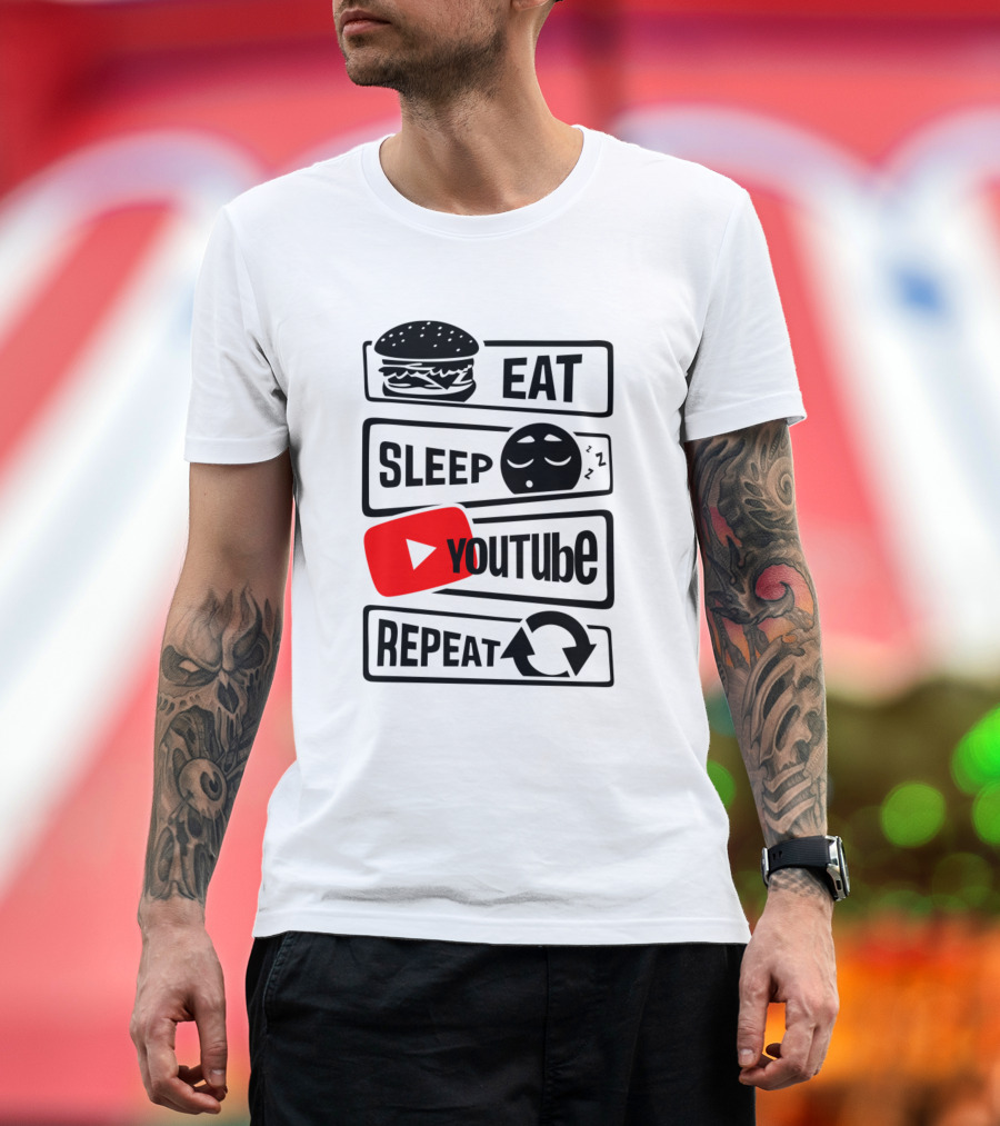 Eat Sleep Youtube Repeat Hamburger Icon Play Button Cycle T-Shirt