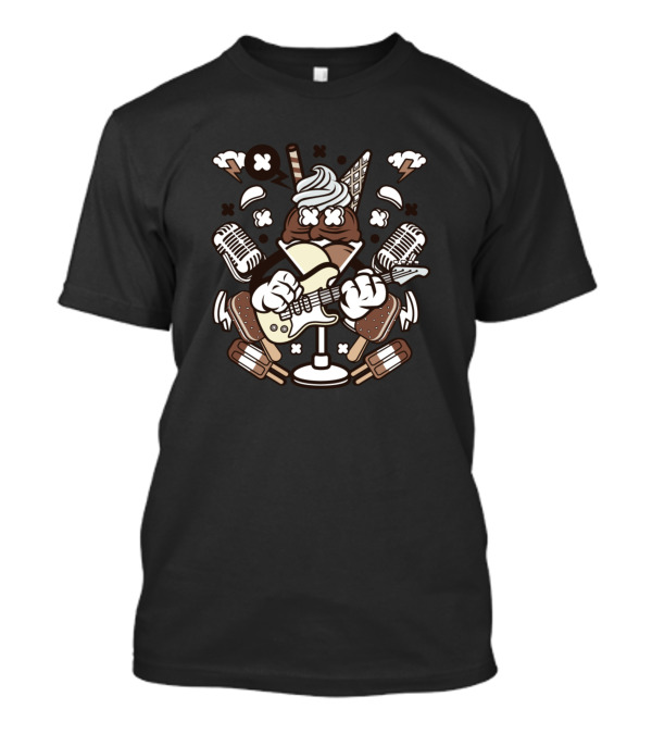 Ice Cream Rocker Cartoon Microphones Comic T-Shirt