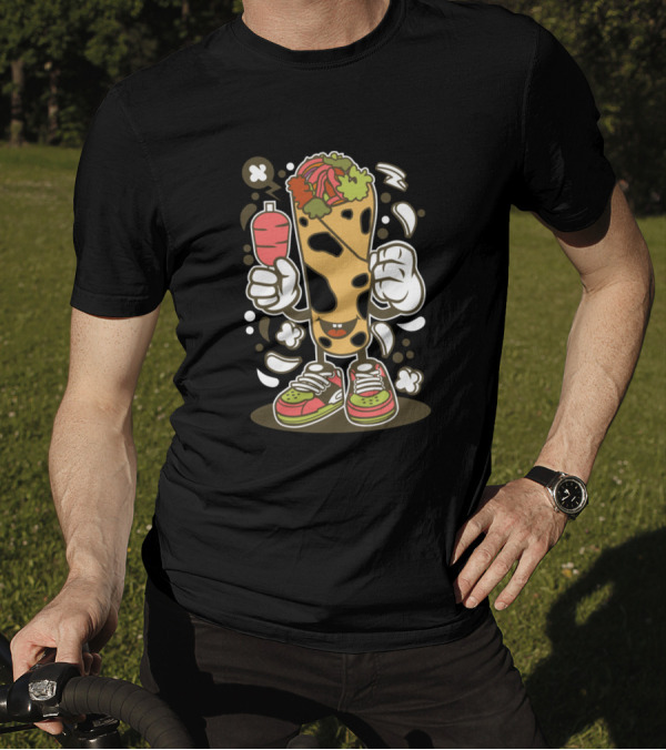 Kebab Character With Sneakers Holding Drink Pop Culture Comics T-Shirt