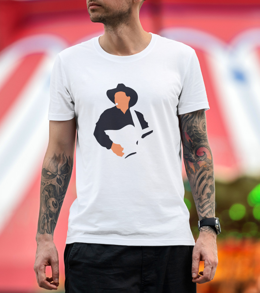 Garth Brooks Cowboy Silhouette Playing Guitar with Hat and Cigarette T-Shirt