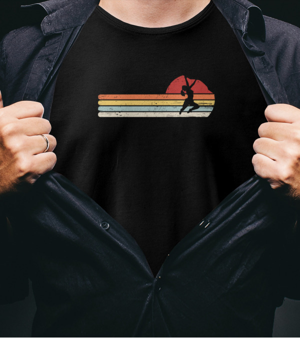 Retro Sunset Bouldering Distressed Rock Climbing T-Shirt