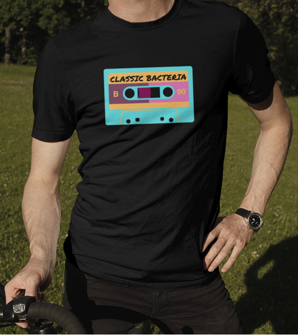 Classic Bacteria Retro Cassette Tape Funny Micro B90 T-Shirt
