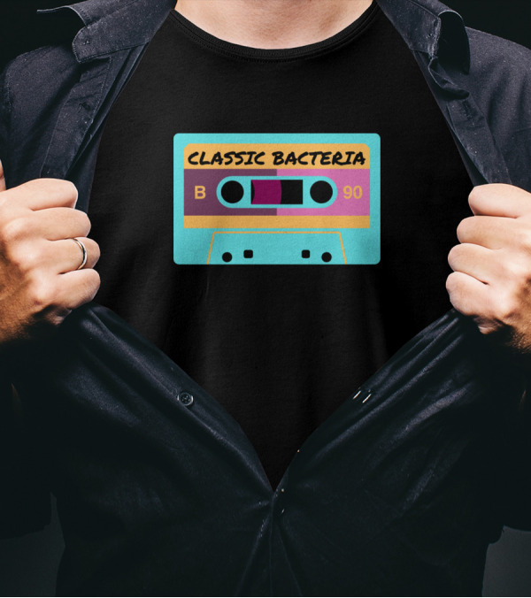 Classic Bacteria Retro Cassette Tape Funny Micro B90 T-Shirt