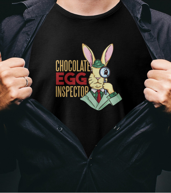 Easter Rabbit Chocolate Egg Inspector Detective Bunny T-Shirt