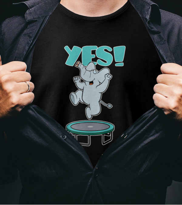 YES Elephant Is Jumping On Trampoline T-Shirt