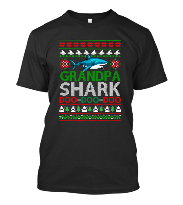 Grandpa Shark Doo Doo Doo Ugly Christmas T-Shirt