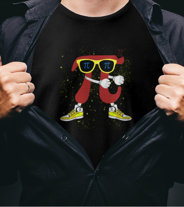 Pi Like A Boss Cool Sunglasses Sneakers Character T-Shirt