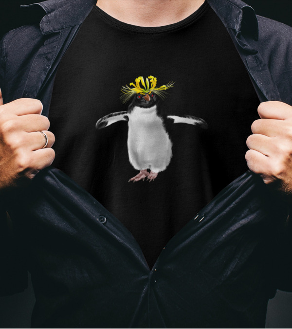 I Need A Hug Penguin With Yellow Feather Crown T-Shirt