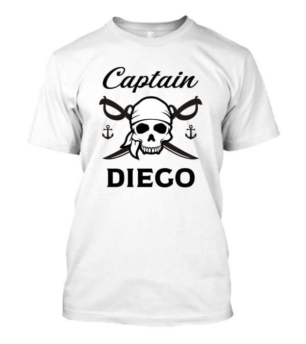 Captain Diego Skull And Crossbones Personalized Name T-Shirt