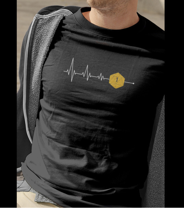 Tabletop Rpg Pen And Paper Ekg Heartbeat D20 Dice T-Shirt