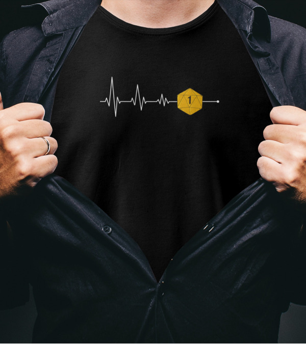 Tabletop Rpg Pen And Paper Ekg Heartbeat D20 Dice T-Shirt
