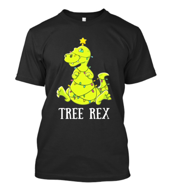Tree Rex Funny Dinosaur Christmas Light Rex Tree T-Shirt
