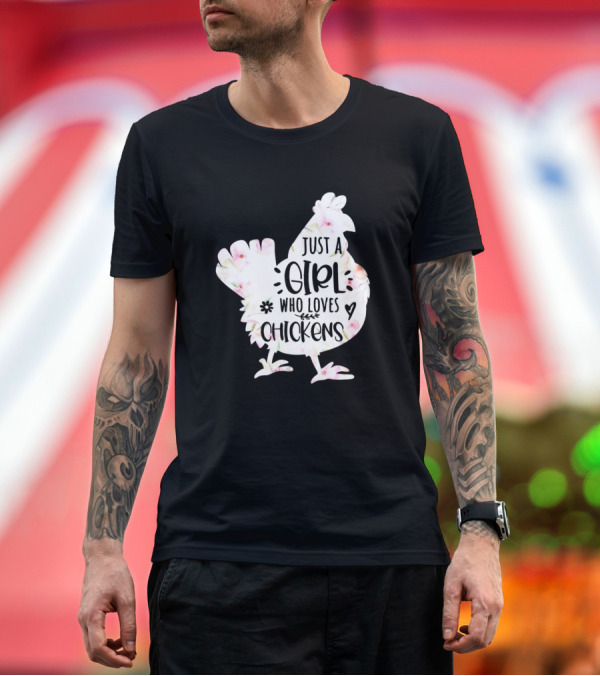 Premium T-Shirt: Vintage Just A Girl Who Loves Chickens Poultry Love Floral T-Shirt Vintage Just A Girl Who Loves Chickens Poultry Love Floral T-Shirt