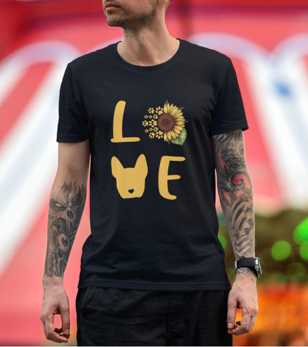 Premium T-Shirt: Love Sunflower Boster Terrier T-Shirt Love Sunflower Boster Terrier T-Shirt