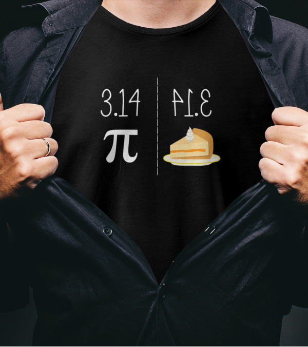 3.14 Pi Mirror Image 314 Pie Slice T-Shirt