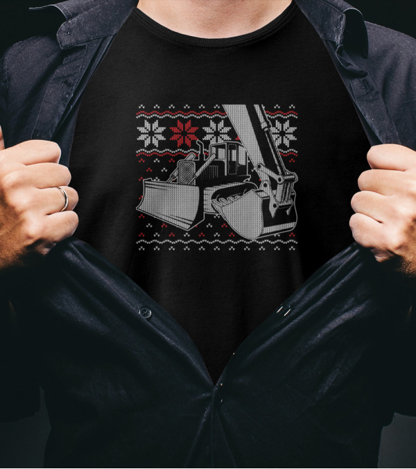 Heavy Equipment Operator Bulldozer Ugly Christmas T-Shirt
