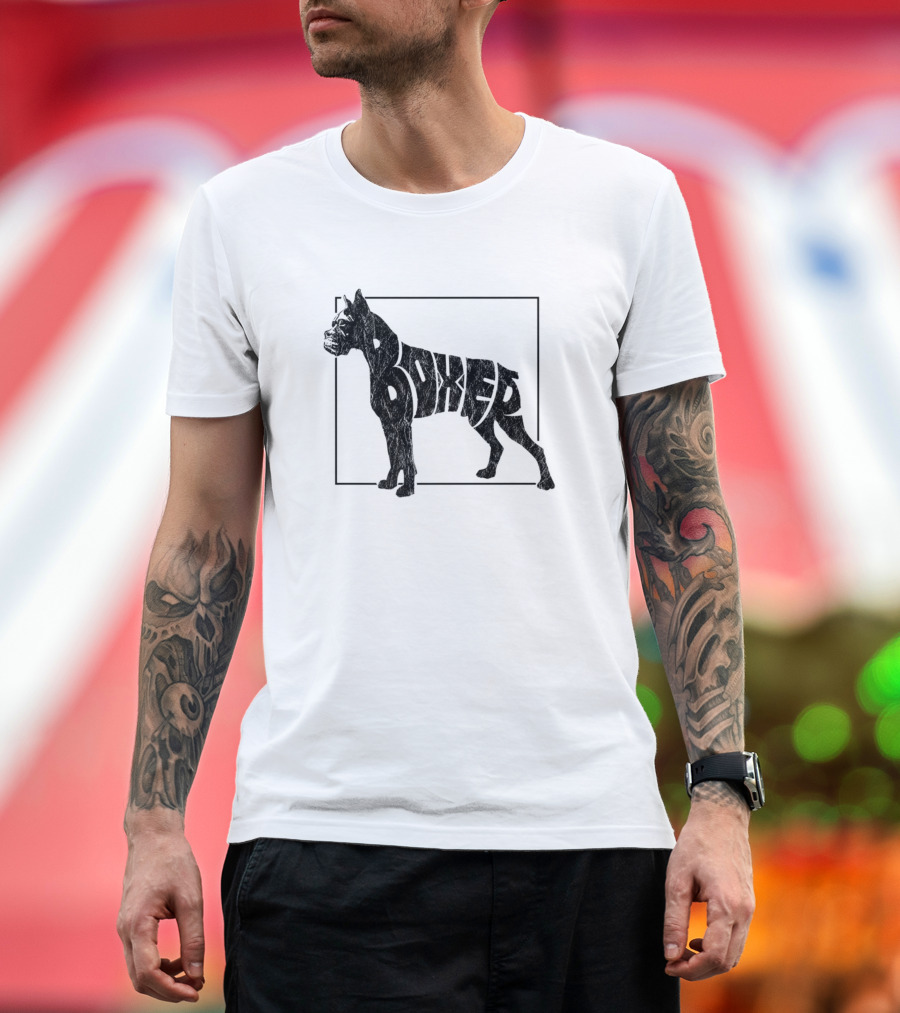 Boxer Dog Word Silhouette in T-Shirt