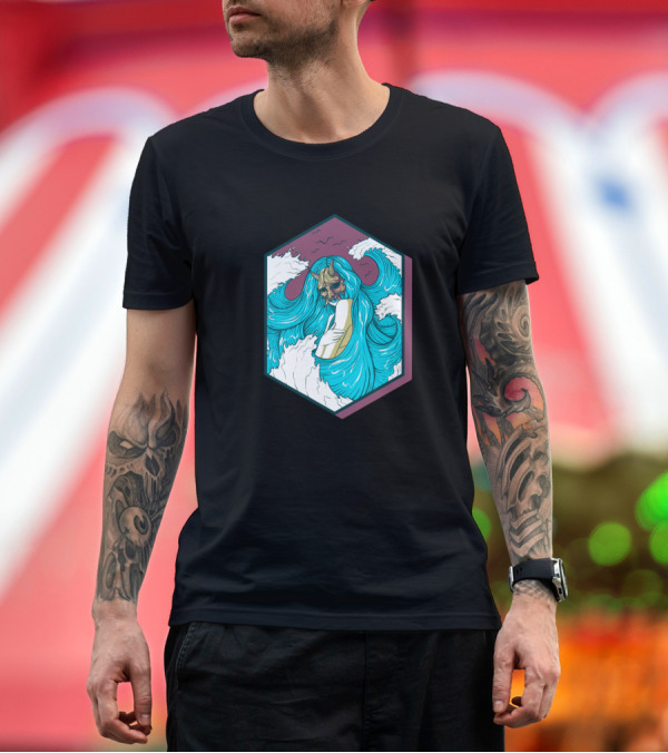 Premium T-Shirt: Goddess of the Sea Masked Wave Guardian T-Shirt Goddess of the Sea Masked Wave Guardian T-Shirt