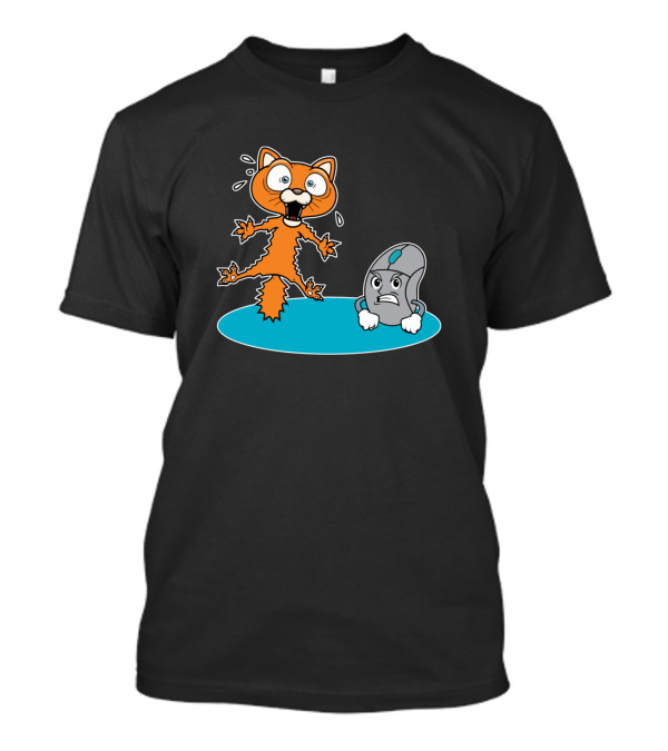 Computer Nerd Cat Funny Wet Surprise With Alarmed Mouse T-Shirt