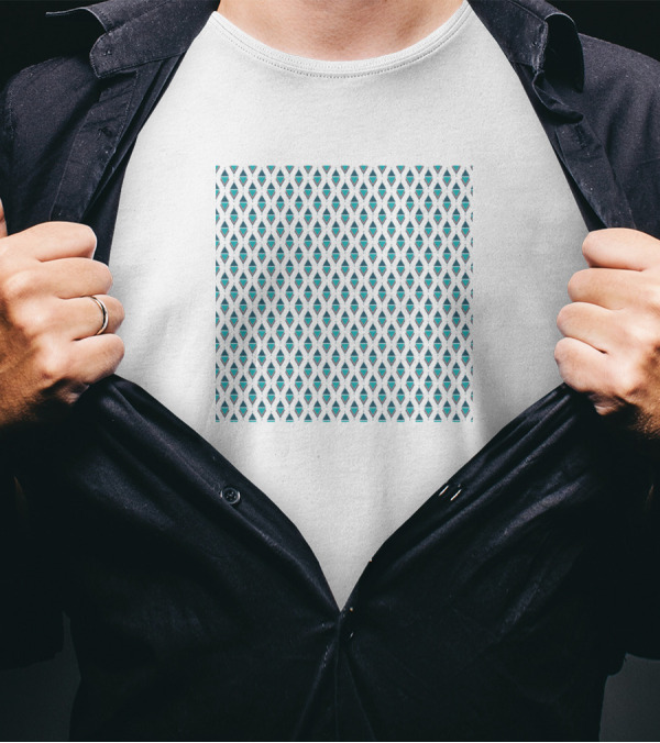 Overlapping Light Blue Diamonds And Triangles T-Shirt