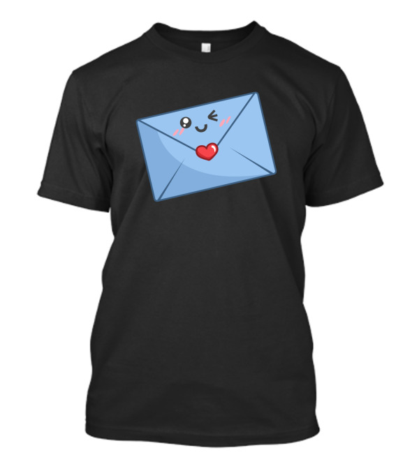 Blue Envelope With Heart And Wink Face T-Shirt