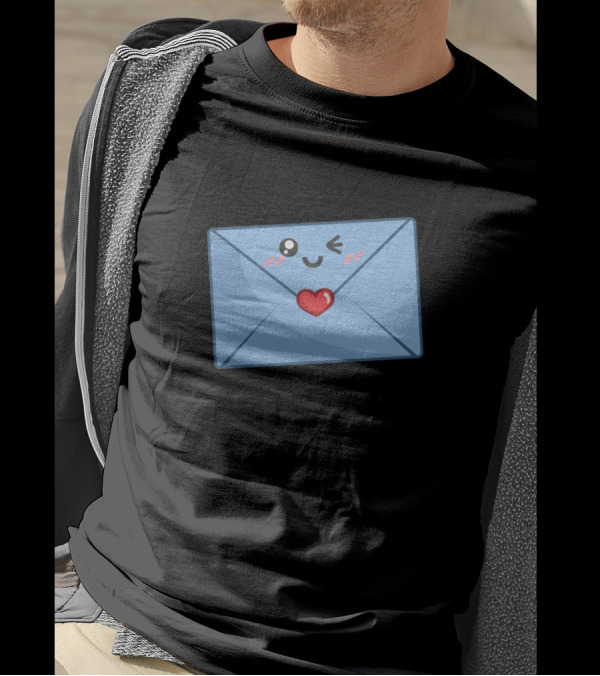 Blue Envelope With Heart And Wink Face T-Shirt