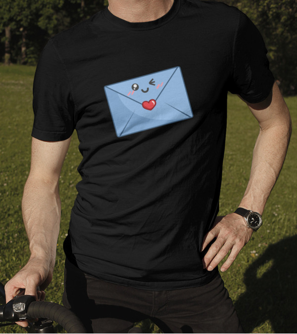 Blue Envelope With Heart And Wink Face T-Shirt