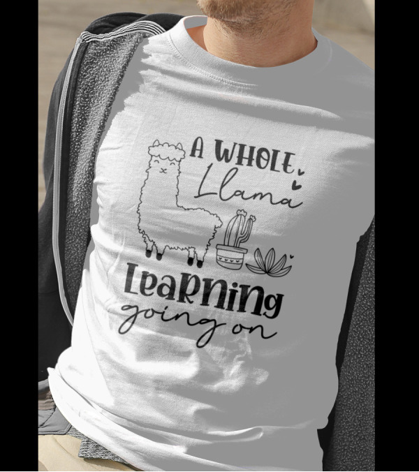 A Whole Llama Learning Going On Cactus Hearts T-Shirt