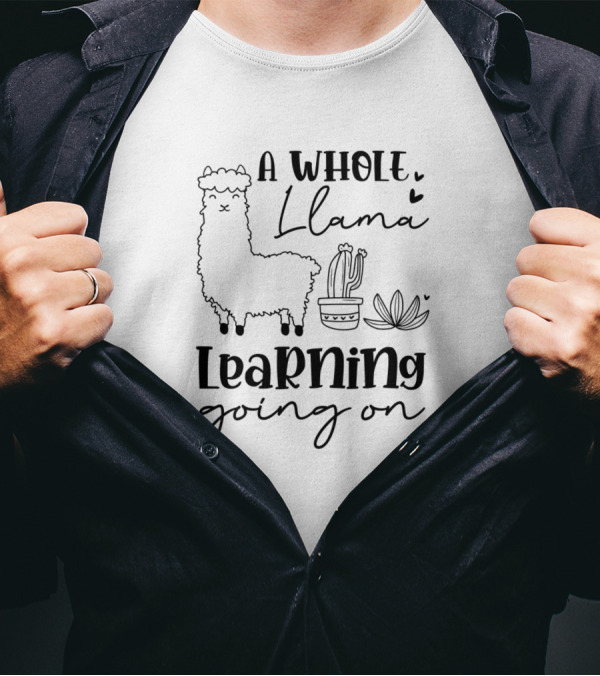 A Whole Llama Learning Going On Cactus Hearts T-Shirt