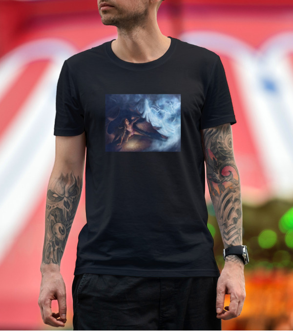 Premium T-Shirt: Angelic Protection Wings versus Lightning Showdown T-Shirt Angelic Protection Wings versus Lightning Showdown T-Shirt