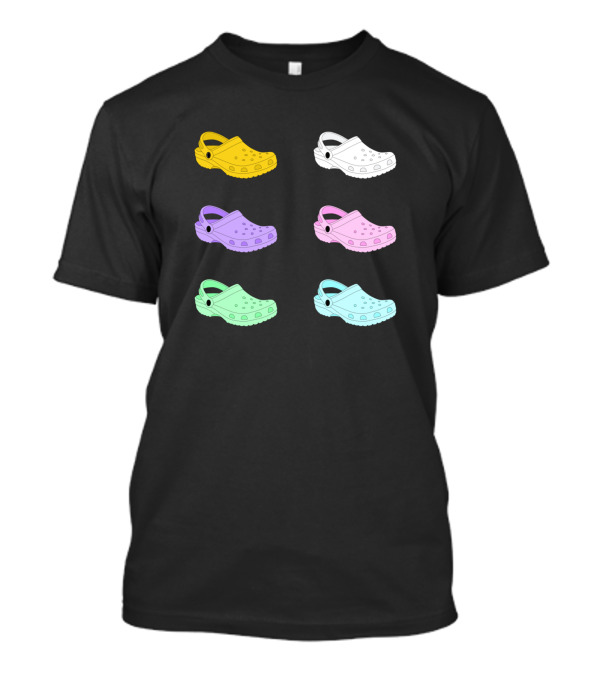 Colorful Assortment Of Crocs In Pastel Shades T-Shirt