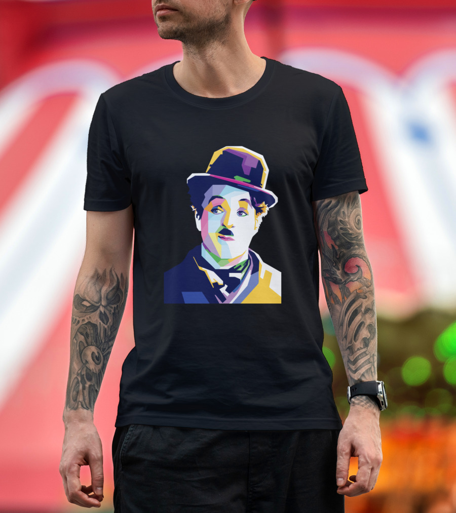 Charlie Chaplin Colorful Geometric Style Pop T-Shirt