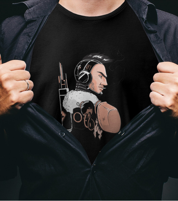 Programmer Robot Fan Futuristic Headphones Cyberpunk T-Shirt